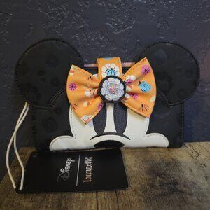 Loungefly Minnie Mouse Cosplay Floral Pumpkin Flap Wallet Autumn Fall